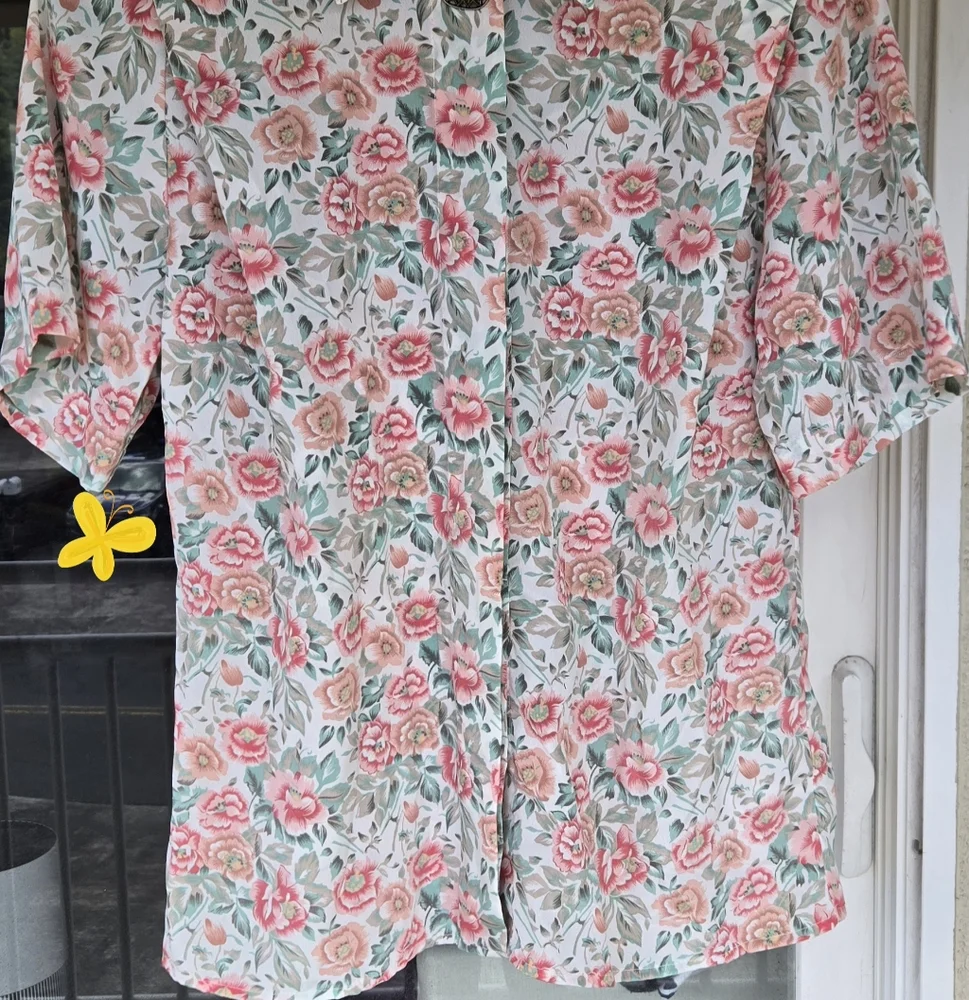 Vintage Notations Floral 90s Librariancore Blouse Size Petite 8